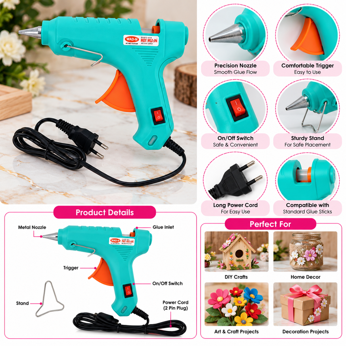 Mario 40w Hot Melt Glue Gun (Me 65 Plus) – Heavy-duty For Crafts, Diy & Repairs