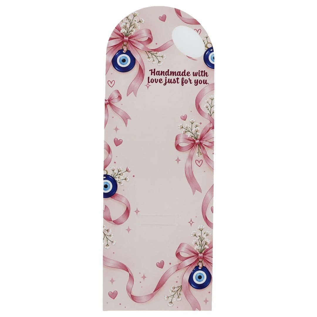 generic Pink Ribbon Evil Eye Printed Flower Card for DIY Crafts & Flower Bouquets