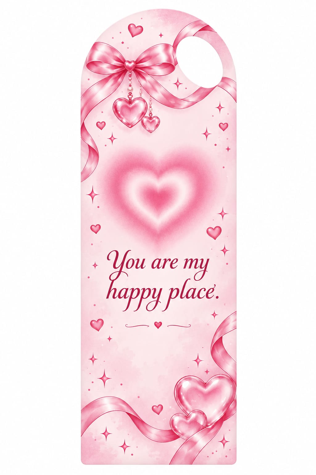 generic Pink Heart & Bow Printed Flower Card for DIY Crafts & Flower Bouquets