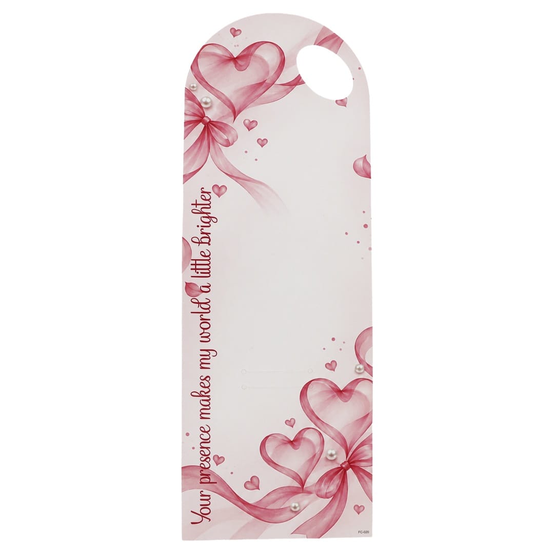 generic Pink Heart Ribbon Printed Flower Card for DIY Crafts & Flower Bouquets