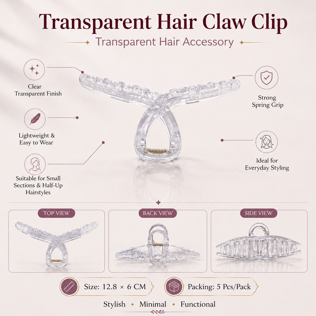 GENERIC Transparent Hair Claw