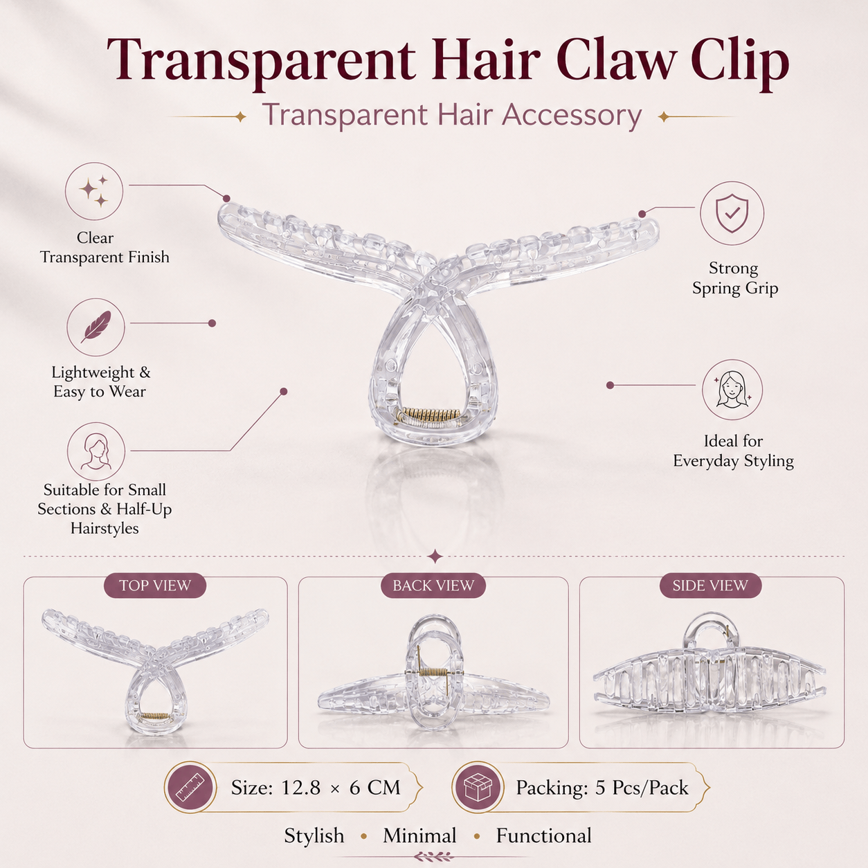 GENERIC Transparent Hair Claw