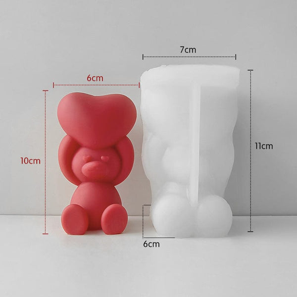 My Store Handmade Mould 3D Teddy With Holding Heart Handmade Mould