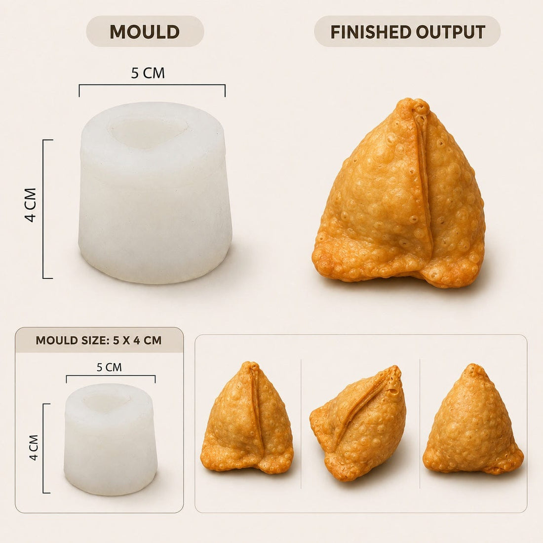 Crafteria Samosa Shape Silicone Candle Mould - 3D Novelty Mould