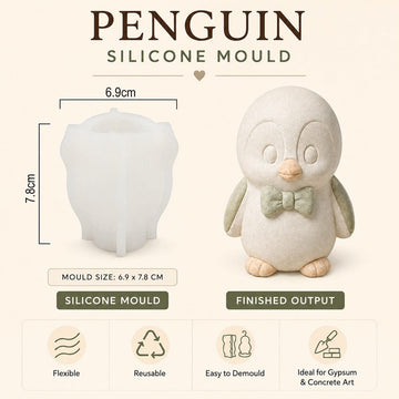 Crafteria 3D Penguin Silicone Mould – 6.9 × 7.8 cm