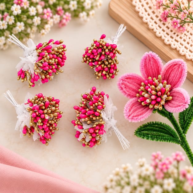 Rainbow India Pink & Gold Ind Polons Stamens