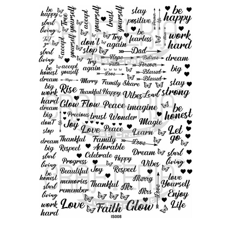Crafteria Tags , positive Notes & Words (Transparent Sheet) IS008