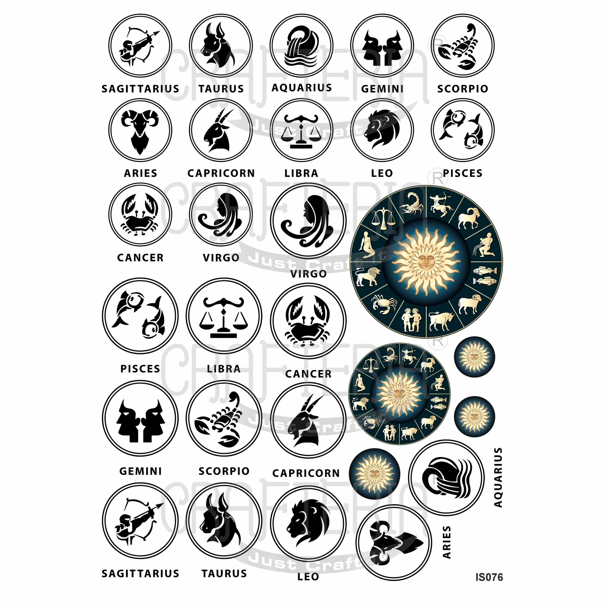 Crafteria Zodiac Sign Insert Sheet (Transparent Sheet) IS076