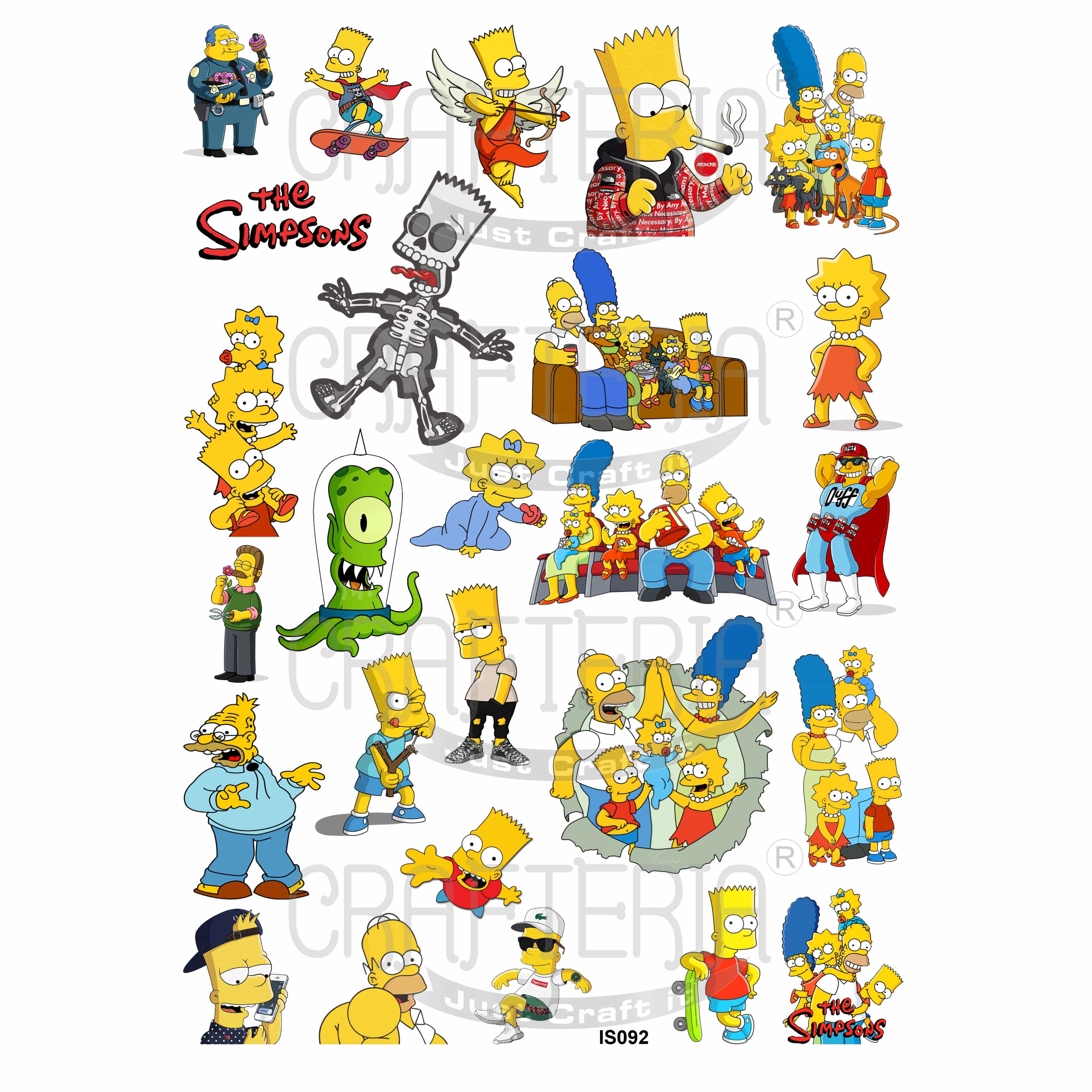 Crafteria The Simpsons Cartoon Insert Sheet (Transparent Sheet) IS092
