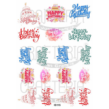 Crafteria Happy Birthday Designs Insert Sheet (Transparent Sheet) IS115
