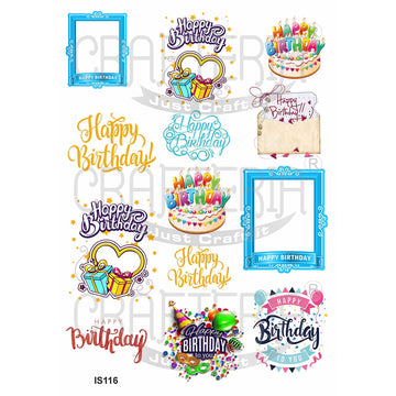 Crafteria Happy Birthday Designs Insert Sheet (Transparent Sheet) IS116