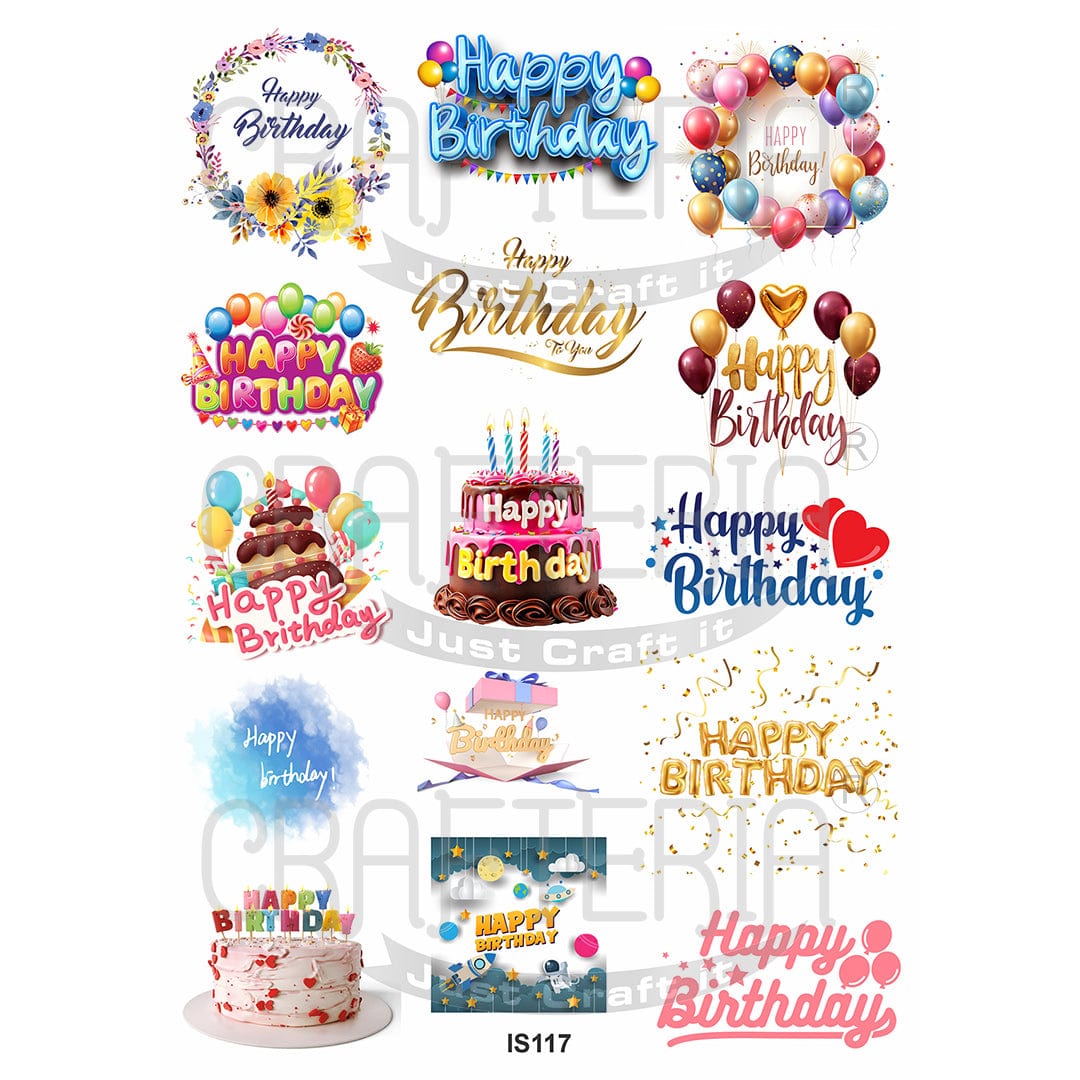Crafteria Happy Birthday Designs Insert Sheet (Transparent Sheet) IS117