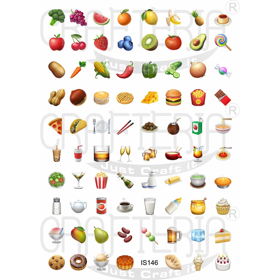 Crafteria Food & Drinks 0.75 Inch Designs Insert Sheet (Transparent Sheet) IS146