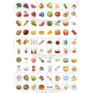 Crafteria Food & Drinks 0.75 Inch Designs Insert Sheet (Transparent Sheet) IS146