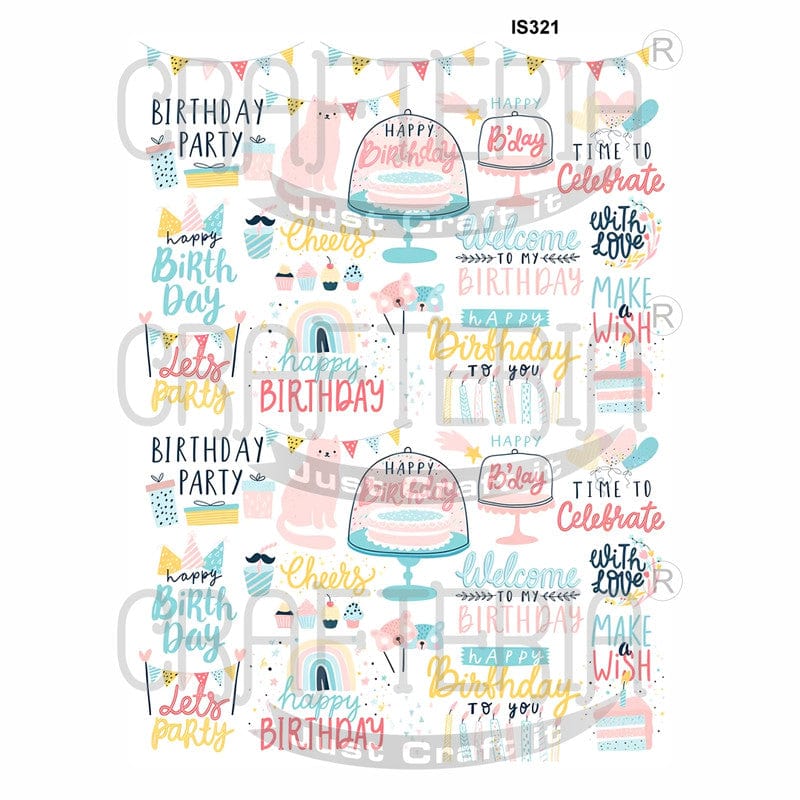 Crafteria Birthday Designs Insert Sheet (Transparent Sheet) IS321