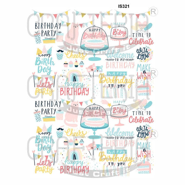 Crafteria Birthday Designs Insert Sheet (Transparent Sheet) IS321