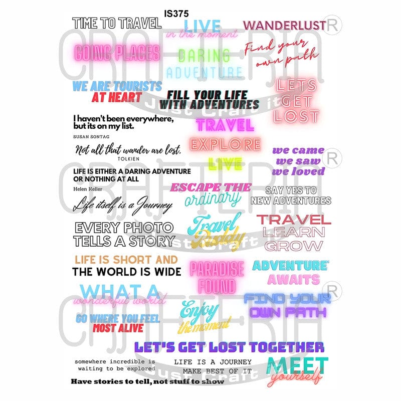 Crafteria Adventure Quotes Designs Insert Sheet (Transparent Sheet) IS375