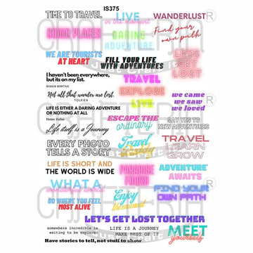 Crafteria Adventure Quotes Designs Insert Sheet (Transparent Sheet) IS375