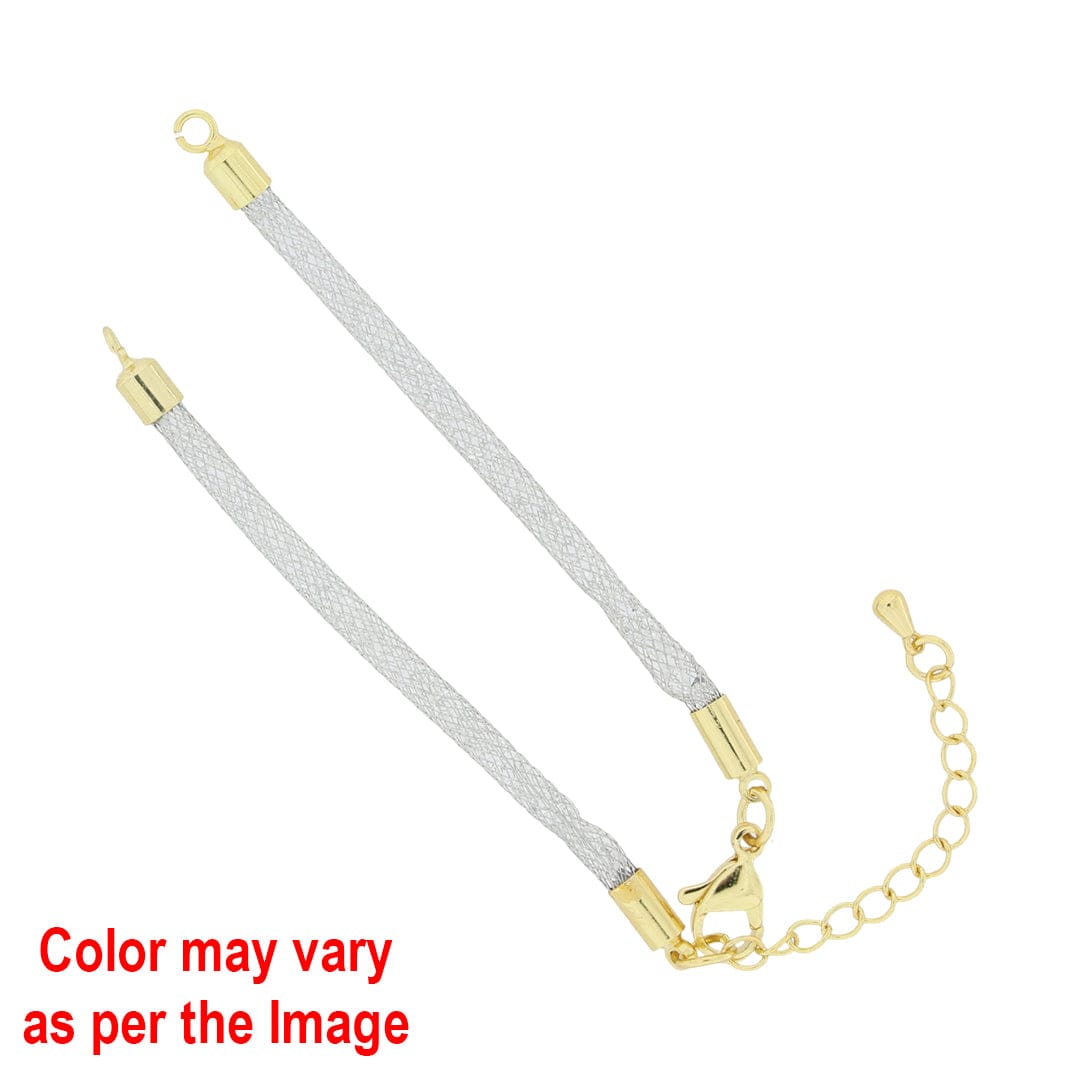 Crafteria Silver Mesh Chain Bracelet with Diamonds and Adjustable Clasp