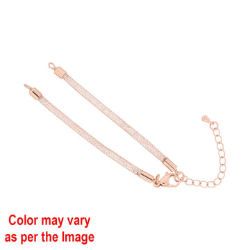 Crafteria Rose Gold Mesh Chain Bracelet with Diamonds and Adjustable Clasp