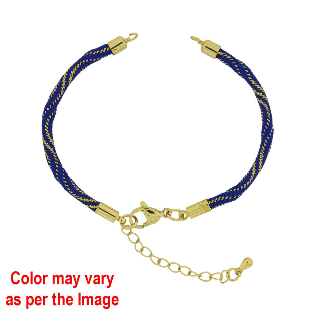 Crafteria D.Blue Colour And Gold Rope Bracelet With Adjustable Clasp