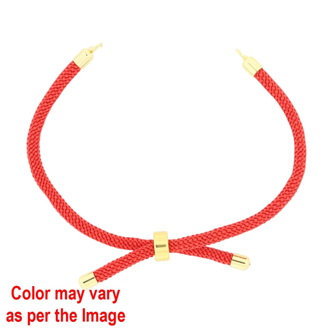 Crafteria Red Colour And Gold Rope Bracelet With Adjustable Clasp