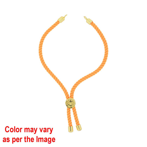 Crafteria L.Fluorescent orange Colour Rope Bracelet with Gold Accents and Centerpiece