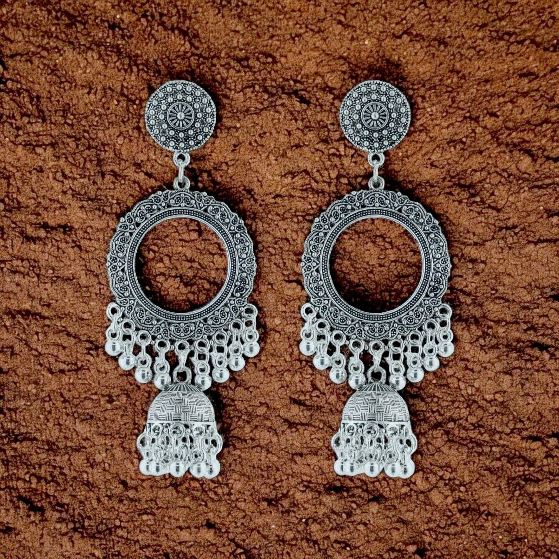 Crafteria Oxidized Silver Jhumka Design 8