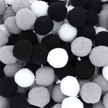 Crafteria Black & White Monochrome 3 Cm Pom Pom Heavy