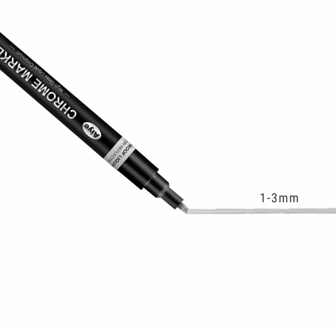 Crafteria Gold High-Gloss Mirror Effect Premium Decorative Chrome Marker Pen With 1-3mm Chisel Tip - Permanent Metallic Finish For Resin Art, DIY Crafts, Hobby Modeling, Tire Lettering & Metal Touch-Ups.