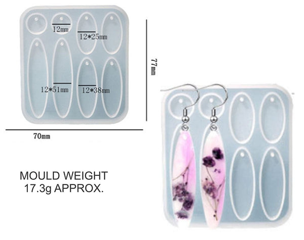 My Store Silicon Mould 6 IN 1 LONG OVAL JEWELLERY & KEYCHAIN MOULD