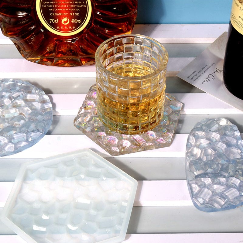 My Store Silicon Mould Heart Shaped Mosaic Texture Coaster Mould