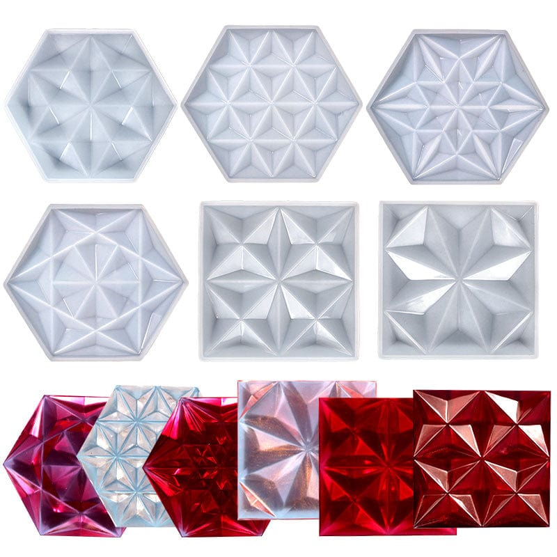 My Store Silicon Mould Square With 3D 8 Corner Star Coaster Mould