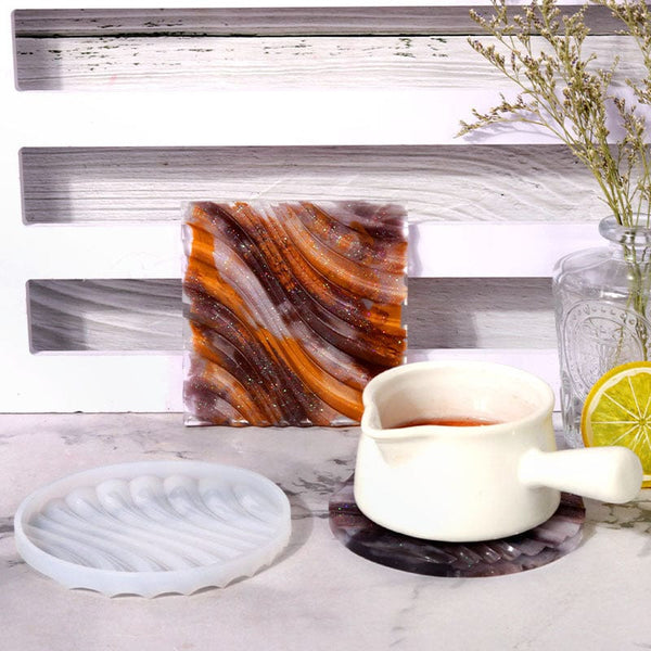 My Store Silicon Mould Square Wavy Textured Coaster Mould