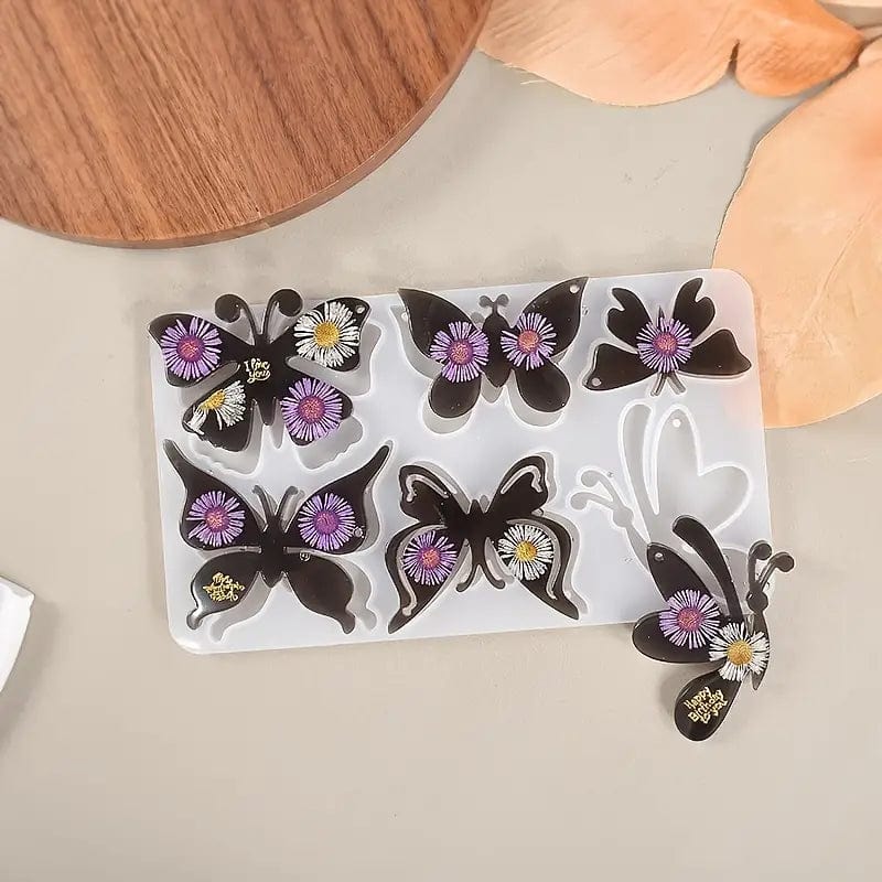 My Store Silicon Mould 6 Cavity Butterfly Keychain & Jewellery Mould