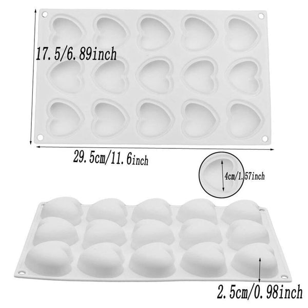 My Store Silicon Mould 15 Cavity Love Heart Shape Mould