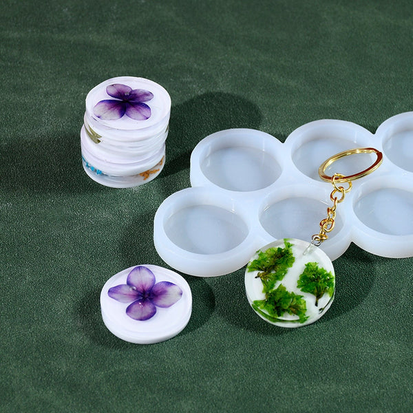 My Store Silicon Mould 8 Cavity Round Keychain & Pendant Mould