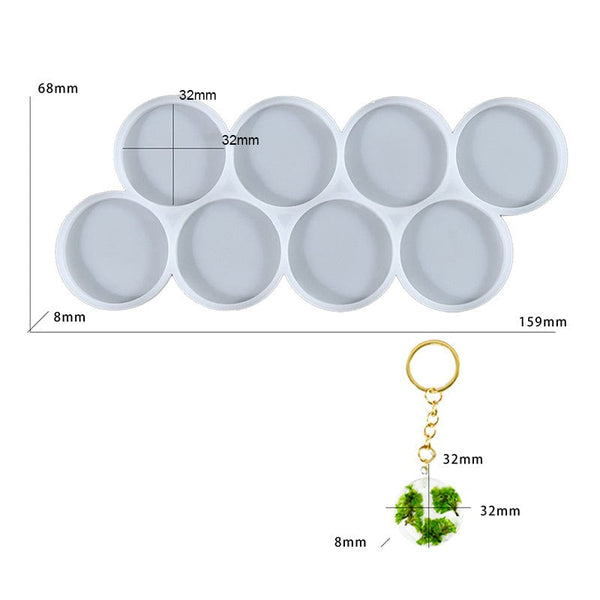 My Store Silicon Mould 8 Cavity Round Keychain & Pendant Mould