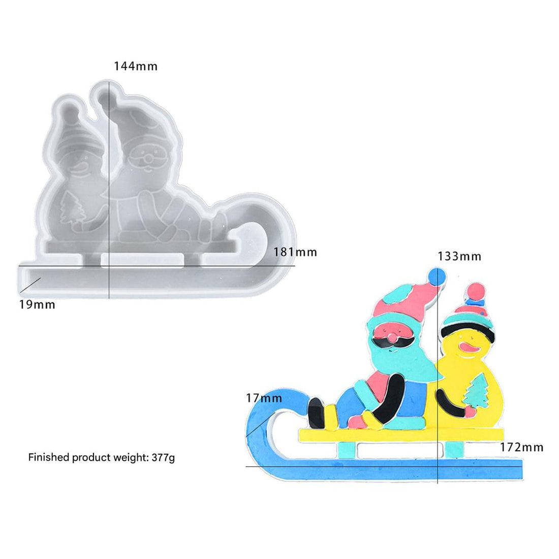 My Store Silicon Mould Santa and Snowman Sledge Mould