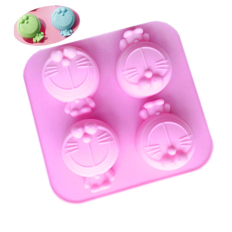 My Store Silicon Mould 4 Cavity Doraemon Shape chocolates, cakes, soaps, and candle Mould