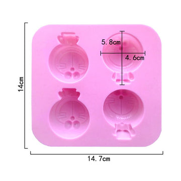 My Store Silicon Mould 4 Cavity Doraemon Shape chocolates, cakes, soaps, and candle Mould