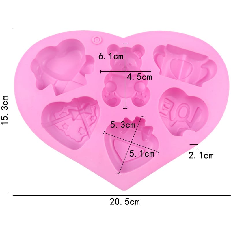My Store Silicon Mould 6 Cavity Valenthe's Special Mould