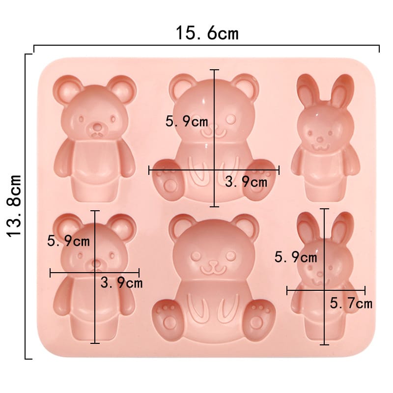 My Store Silicon Mould 6 Cavity Bear & Rabbit Shaped Chocolate, Cake Mould