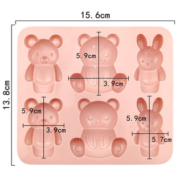 My Store Silicon Mould 6 Cavity Bear & Rabbit Shaped Chocolate, Cake Mould