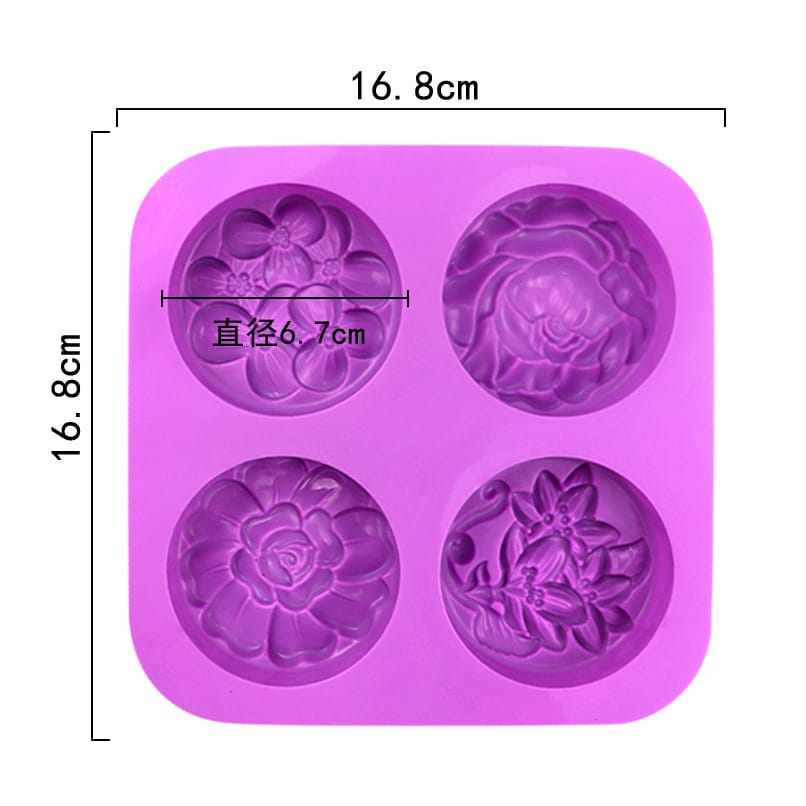 My Store Silicon Mould 4 Cavity Designer Flower Soap Making Mould