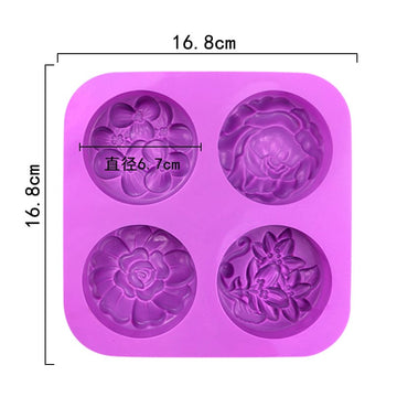 My Store Silicon Mould 4 Cavity Designer Flower Soap Making Mould