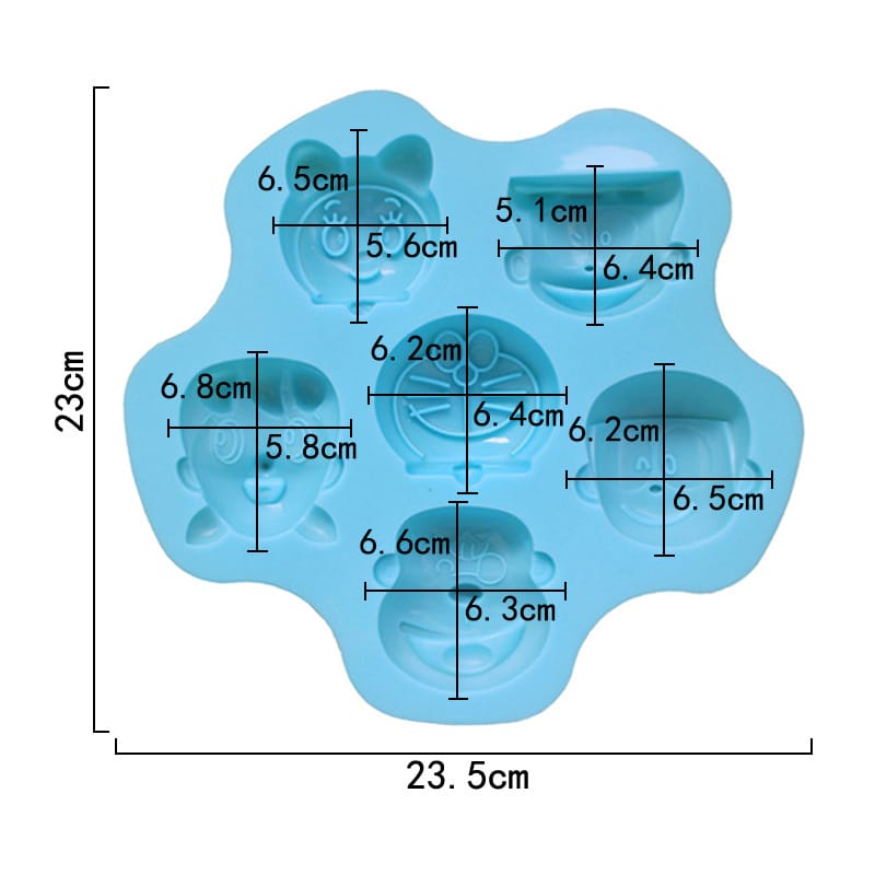 My Store Silicon Mould 3D 6 Cavity Doraemon Cartoon Soap Mould