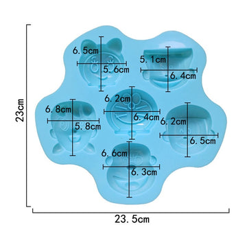 My Store Silicon Mould 3D 6 Cavity Doraemon Cartoon Soap Mould