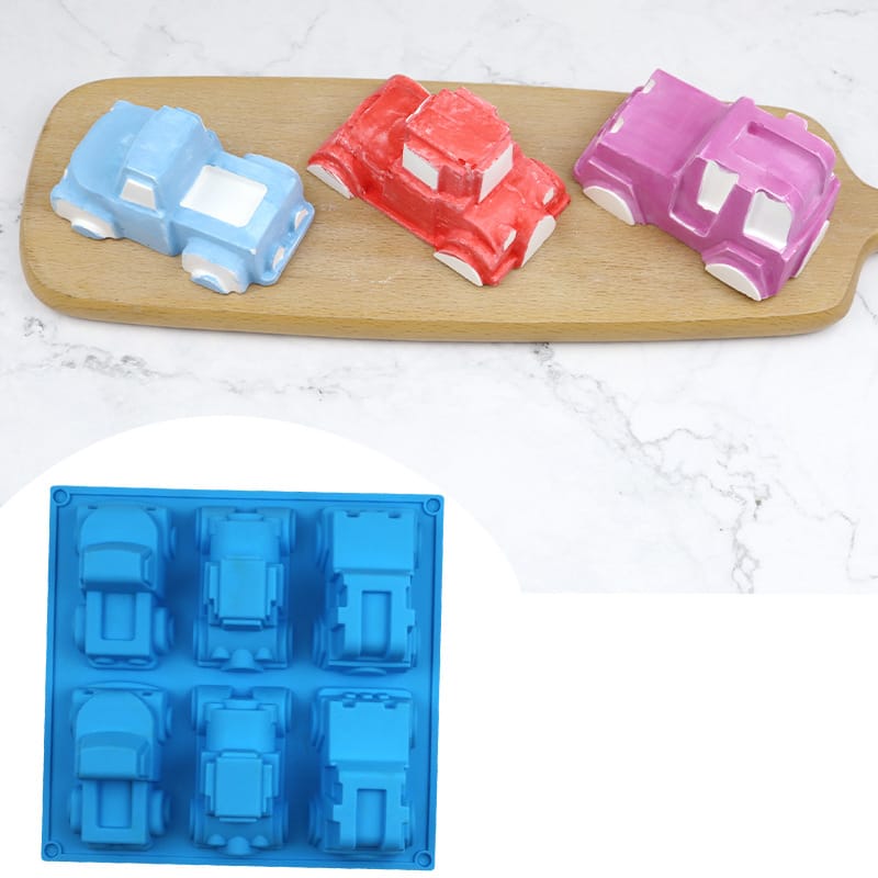 My Store Silicon Mould 3D 6 Cavity Vintage Car Shape Mould