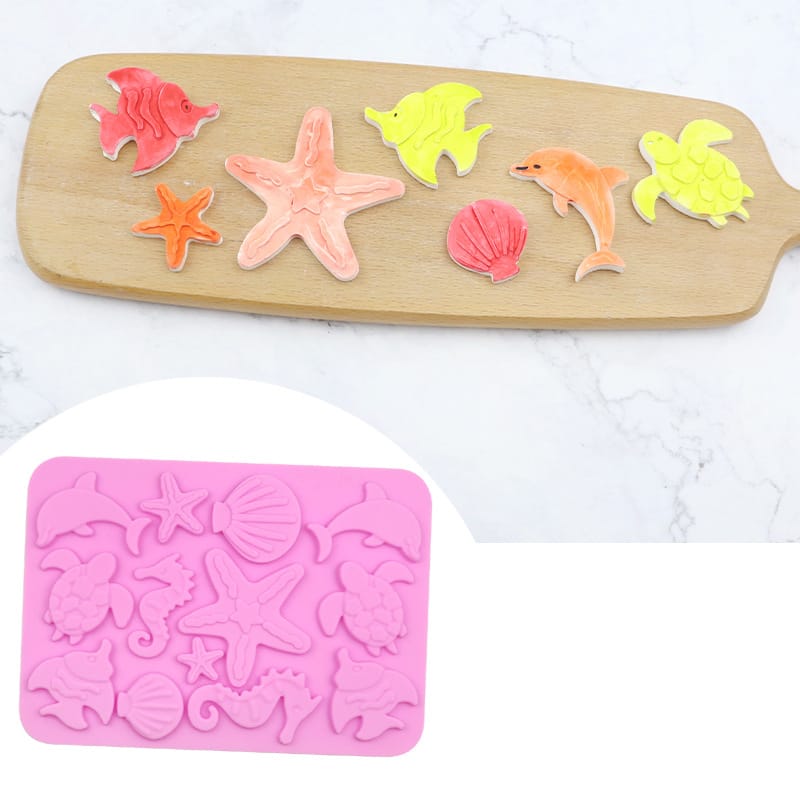 My Store Silicon Mould Ocean-Themed 12-Cavity Marine Life Silicon Craft Mould